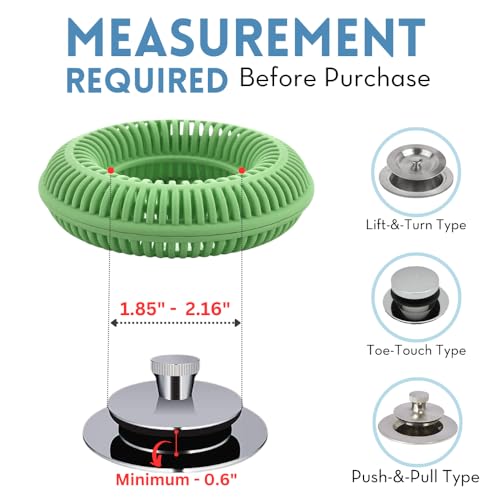 TubRing Pop-Up Drain Protector & Strainer Silicone Hair Catcher, Sage Green | Easy snap-in design fits around bathtub stoppers. Customizable utility guard for clog prevention. Fits 1.85"- 2.16" drains. - color: Sage Green