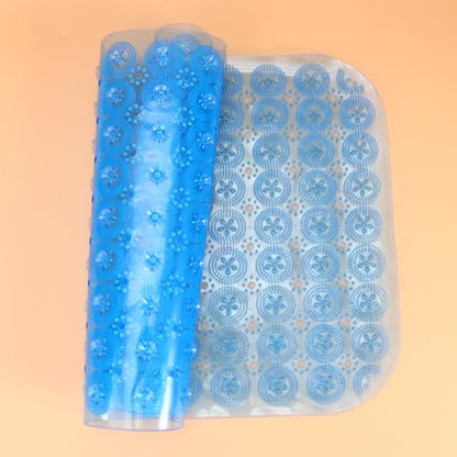 Balacoo PVC Bubbles Suction Bath Non-Slip Strong Cups with Mat Massage Blue for Safe Shower Tub Bathroom Bathing