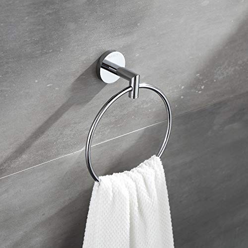 Hand Towel Holder for Bathroom Chrome Towel Ring Bath Towel Hanger Modern Hand Towel Rack Wall Mounted,077060-CR Leo Seires - color: Chrome