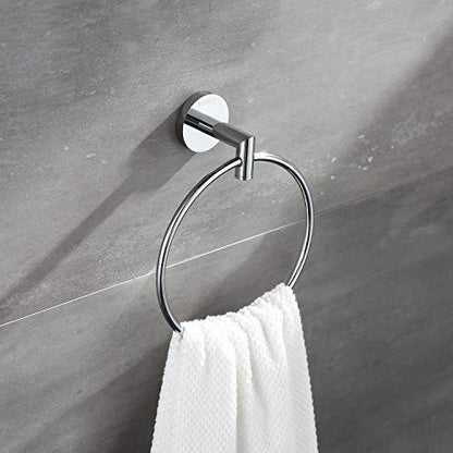 Hand Towel Holder for Bathroom Chrome Towel Ring Bath Towel Hanger Modern Hand Towel Rack Wall Mounted,077060-CR Leo Seires - color: Chrome