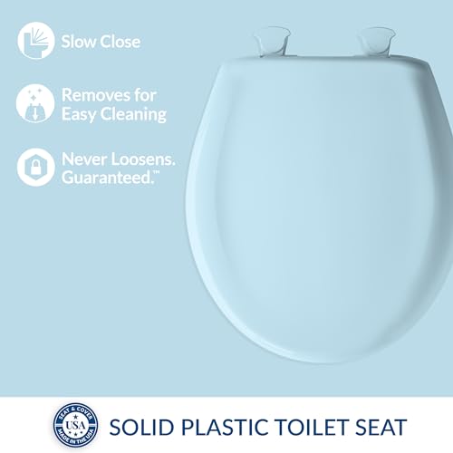 Bemis Classic Colors Slow Close Toilet Seat, Easy Clean Hinges and Durable Plastic Seat, Made in USA, Round, Dresden Blue - color: Dresden Blue, size: Round