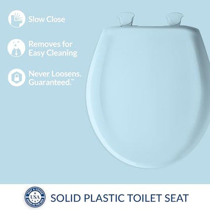 Bemis Classic Colors Slow Close Toilet Seat, Easy Clean Hinges and Durable Plastic Seat, Made in USA, Round, Dresden Blue - color: Dresden Blue, size: Round