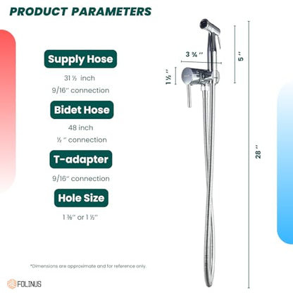 Handheld Bidet Sprayer for Toilet Warm Water Mounted on The Bathroom Vanity，Stainless Steel Hot and Cold Bidet Sprayer with Brass Mixing Valve for Feminine Hygiene (Chrome) - color: Chrome