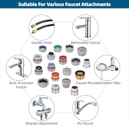 Hibbent 18 Pieces Faucet Adapter Kit, Brass Aerator Adapter Set for Faucet Tap with Removable Aerator to Connect Garden Hose, Adapter for Faucet Sink - Male/Female, Chrome - style: Faucet Adapter with Aerator Removal Wrench Tools