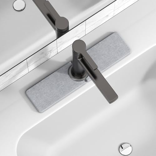 Premium Stone Faucet Mat for Kitchen Sink, 15.8" x 4" Light Gray | Quick Drying & Water Absorbent, Sink Splash Guard Tray for Prevents Moisture Buildup - color: Light Gray, size: 15.8" x 4"