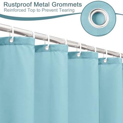 AooHome Shower Curtain Liner, Fabric Bathroom Curtain with Hooks for Hotel, Water Repellent, Blue, 72 Width x 75 Height Inch - color: Blue, size: 72"W x 75"L (Pack of 1)