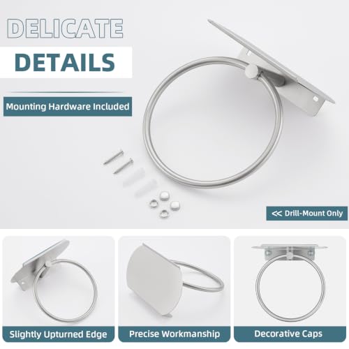 Angle Simple Towel Ring with Storage Shelf, Towel Holder Brushed Nickel | SUS304 Stainless Steel, Bathroom Kitchen Space Saver, Wall-Mounted - color: Brushed Nickel