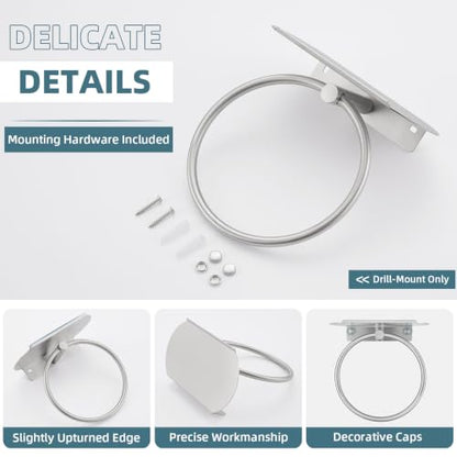 Angle Simple Towel Ring with Storage Shelf, Towel Holder Brushed Nickel | SUS304 Stainless Steel, Bathroom Kitchen Space Saver, Wall-Mounted - color: Brushed Nickel