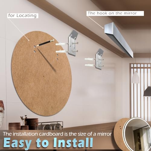 KWW Round Mirror Bathroom LED Lighted Mirror, Illuminated Dimmable Anti-Fog Wall-Mounted Makeup Vanity Mirror with Lights (36 inches) - size: 36"L x 36"W