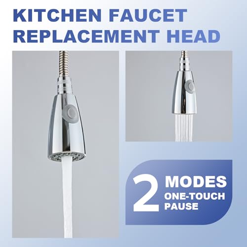 Pull Down Kitchen Faucet Sprayer Head Replacement, G1/2 (13/16" Male Thread) Pull Out Sink Spray Nozzle, 2-Mode Stream & Spray Tap Hose Spout Only, Chrome Finish - color: Dual Switch Spray Head - Chrome