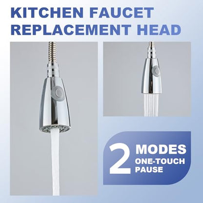 Pull Down Kitchen Faucet Sprayer Head Replacement, G1/2 (13/16" Male Thread) Pull Out Sink Spray Nozzle, 2-Mode Stream & Spray Tap Hose Spout Only, Chrome Finish - color: Dual Switch Spray Head - Chrome