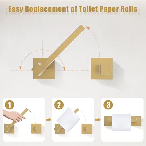 TQKAG Brushed Gold Bathroom Hardware Accessories Set 5 Pieces, Double Post Pivoting Toilet Paper Holder Set Stainless Steel Square Bathroom Towel Bar Holder Set Wall Mounted - color: Brushed Dark Gold, size: 5-Pieces Set