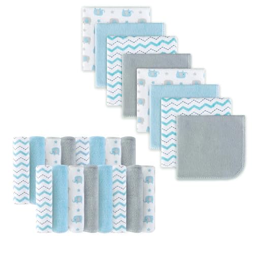 softan Baby Washcloths, 24Pack Baby Wash Cloths Extra Soft & Ultra Absorbent, Baby Towels and Washcloths Face Towels for Unisex Boys Girls Body, Washclothes Gentle on Sensitive Skin, 9x9 Blu Elephant - color: Blue Elephant