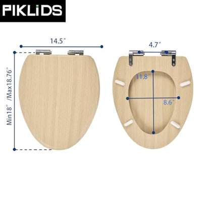 Toilet Seat, Slow Close, Premium Moulded Wood, Quick Release, Nordic Light Oak Look, PIKLiDS, Laminated Woodgrain Finish (Elongated) - size: Elongated