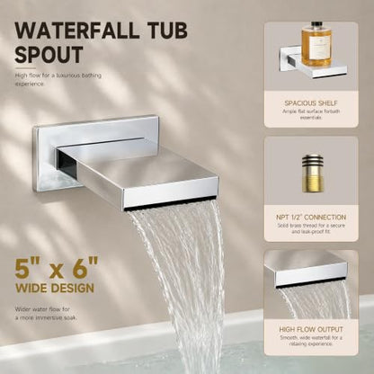 Shower System with Tub Spout, All Metal Bathtub Shower Faucet Set with High Pressure 10 Inch Rain Shower Head and Handheld Shower Head Set, Chrome (Valve Include) - color: Chrome