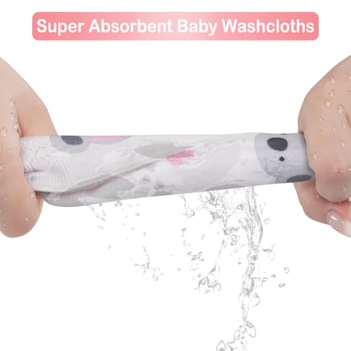 Baby Washcloths, 24Pack Baby Wash Cloths Extra Soft & Ultra Absorbent, Baby Towels and Washcloths Face Towels for Unisex Boys Girls Body, Washclothes Gentle on Sensitive Skin, 9x9 Koala - color: Koala