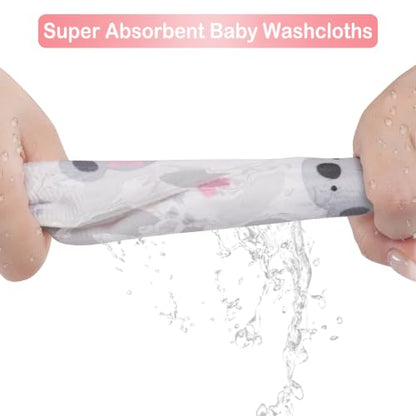 Baby Washcloths, 24Pack Baby Wash Cloths Extra Soft & Ultra Absorbent, Baby Towels and Washcloths Face Towels for Unisex Boys Girls Body, Washclothes Gentle on Sensitive Skin, 9x9 Koala - color: Koala