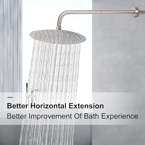 NearMoon Shower Arm, Extra Extension Arm with Flange, Stainless Steel Wall-Mounted Showerhead Extender Pipe (24 Inch, Brushed Nickel) - color: Brushed Nickel, style: 24 Inch