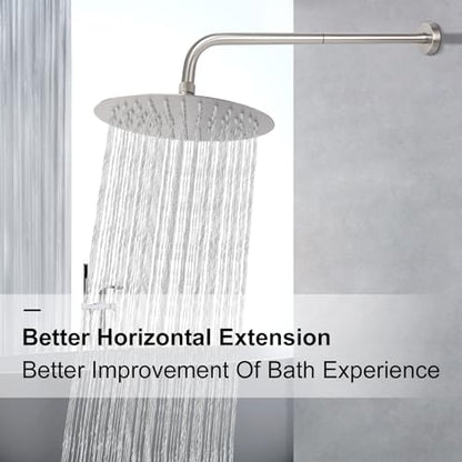 NearMoon Shower Arm, Extra Extension Arm with Flange, Stainless Steel Wall-Mounted Showerhead Extender Pipe (24 Inch, Brushed Nickel) - color: Brushed Nickel, style: 24 Inch