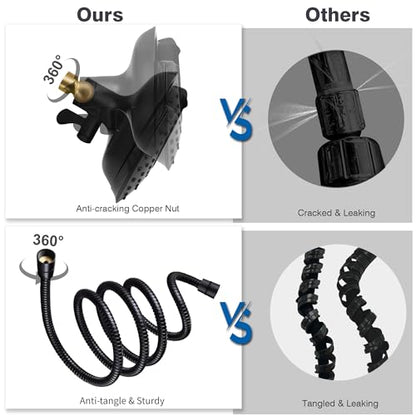 2 in 1 Shower Head with Handheld Combo High Pressure Black 2.5 GPM | 7.2" Rain Showerhead and 10 Spray Hand Held Shower, Adjustable Shower Angle, 59-inch Rotatable Stainless Steel Hose - color: Black, size: 2.5 GPM