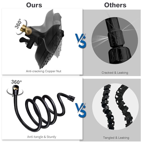 2 in 1 Shower Head with Handheld Combo High Pressure Black 1.8 GPM | 7.2" Rain Showerhead and 10 Spray Hand Held Shower, Adjustable Shower Angle, 59-inch Rotatable Stainless Steel Hose - color: Black, size: 1.8 GPM