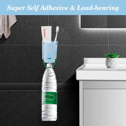 Toothbrush Holders for Bathrooms Toothbrush Holders Wall Mounted BPA-Free Tooth Brush Holder with Toothbrush Cup Drilling-Free (Blue) - color: Blue