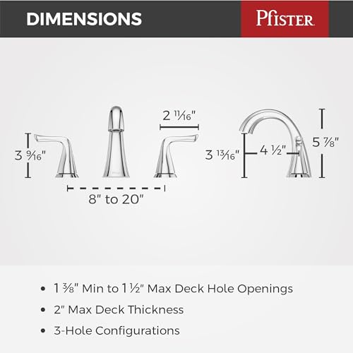 Pfister Willa Bathroom Sink Faucet, 8-Inch Widespread, 2-Handle, 3-Hole, NSF Certified, Polished Chrome Finish, LF049MALCC (Pack of 3) - color: Polished Chrome, size: 3 Pack