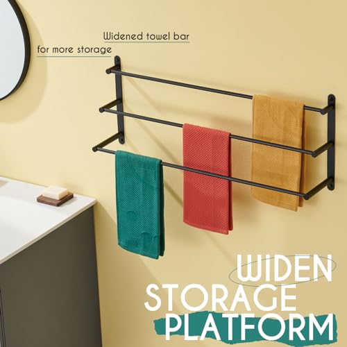 KOKOSIRI Bath Towel Bars Matte Black Bathroom 3-Tiers Ladder 32'' Towel Rails Wall Mounted Towels Shelves Rack Stainless Steel, B5002BK-L32 - color: Black, size: 32-Inch