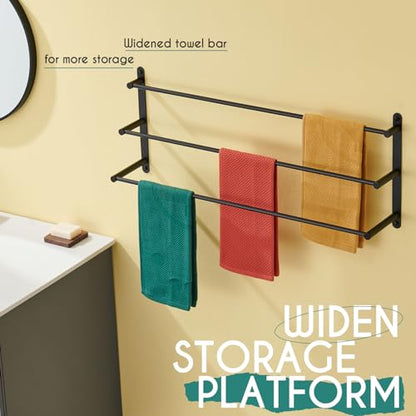 KOKOSIRI Bath Towel Bars Matte Black Bathroom 3-Tiers Ladder 32'' Towel Rails Wall Mounted Towels Shelves Rack Stainless Steel, B5002BK-L32 - color: Black, size: 32-Inch