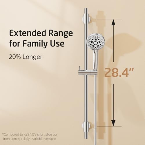 KES 30-Inch Shower Slide Bar with High Pressure 9 Functions Adjustable Handheld Shower Head & 59-Inch Hose, Built-in Power Wash to Clean Tub Tile & Pet, Wall Mount Polished Finish 18/8 Stainless Steel - color: Chrome