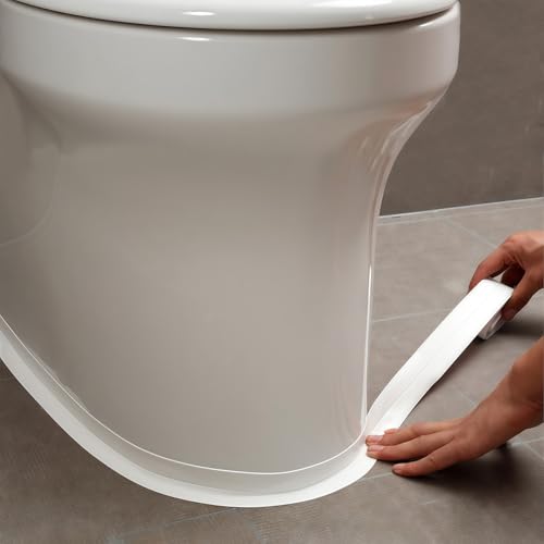 Caulk Tape Waterproof Self Adhesive, No Mess, No Tools Toilet Caulk Tape | Quick & Easy to Install in Minutes, Strong Adhesive, Floor Wall Edge Protector, Traditional Caulking Replacement