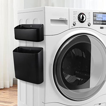 Picowe Magnetic Laundry Storage, Large Lint Holder Bin for Laundry Room, Space-Saving Trash Container Hanging on Dryer, Washer or Wall Mount Trash Bin (Black) - size: L+ M - Black