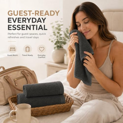 Ameri-Homes Washcloths Pack of 10, 100% Ring Spun Cotton Drak Gray | Soft Face Towel,Highly Absorbent 100% Ring Spun Cotton, 488 GSM Quick-Dry, 12.5 x 12.5 In, WashCloths for Bath Gym Spa - color: Dark Gray