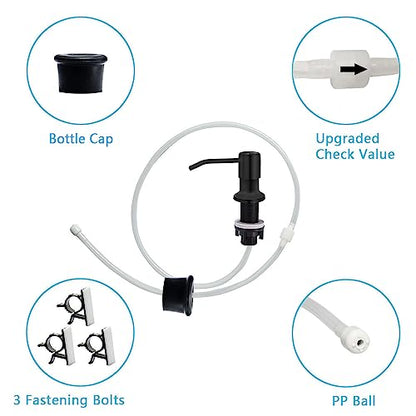 Soap Dispenser for Kitchen Sink, Countertop Soap Dispenser Pump, 47" Silicone Extension Tube Connect to The Soap Bottle Directly, Say Goodbye to Frequent Refills (Black) - color: Black