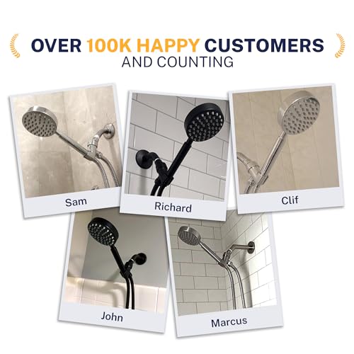 HammerHead Showers® Solid Metal Hand Held Shower Head - CHROME - 2.5 GPM High Pressure Shower Heads 4 Inch Spray Wand | Made from 304 Stainless Steel with Silicone Nozzles - color: Polished Chrome, size: 2.5 GPM
