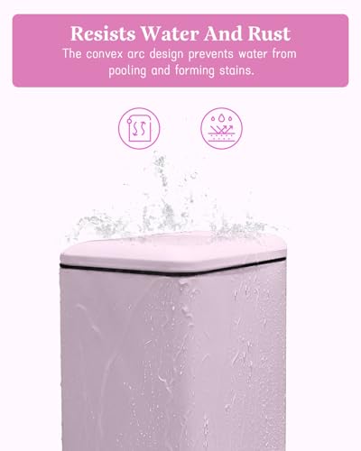 Bathroom Trash Can, Small Trash Can with Lid, Pink Cute Trashcan | 1.3 Gal, Trash Can with Removable Inner Bucket, Soft Close lid, Stainless Steel Step Pedal Garbage Can for Bathroom, Bedroom - color: Pink