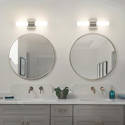 Brushed Nickel Vanity Light for Bathroom Lights Fixtures Over Mirror 5CCT Dimmable Vanity Light Bar 15.74-Inch 12W Bathroom Lighting Fixtures for Mirror - size: 15.74 in-12W-5CCT