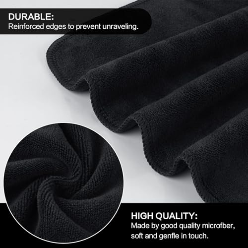 Microfiber Facial Cloths Fast Drying Washcloth 12inch x 12inch Black 20 pack - color: Black-1, size: 1 Count (Pack of 20)