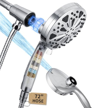 High Pressure Magnetic Filtered Shower Head with Handheld, Chrome | Detachable Showerhead with 72-Inch Hose, 10 Mode, Power Jet, 5-Inch Face, Anti-Clog Nozzles, Hard Water Softening Filter