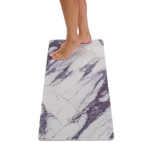 Non Slip Bathtub Mat Shower Mat for Tub - Loofah Bath Mats for Bathroom - 40x16 Bathtub Floor Mat - Textured Anti Slip Bath Mat Without Suction Cups - Secure Mat for Wet Areas (40x16 Blue Grey) - color: Marble Blue Gray, size: 40" x 16" (Rectangular)