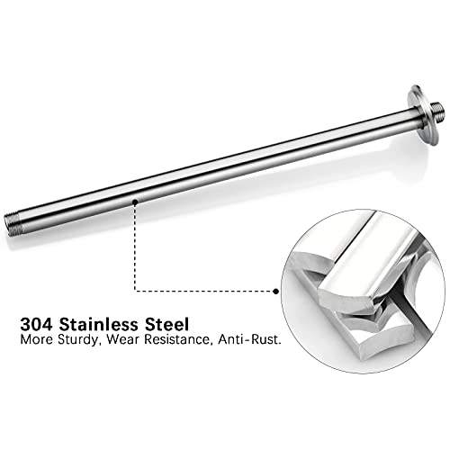 16 Inch Brushed Nickel Ceiling Mount Shower Arm for Rain Shower Head | Shower arm and flange - color: Brushed Nickel, size: 16 Inches