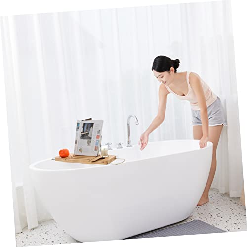 Adjustable Bathtub Tray Expandable Bath Storage Holder with Wine Phone Stand Bamboo Design for Relaxing Spa Experience Fits Standard Tubs