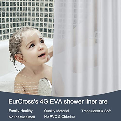 EurCross Frosted PEVA Plastic Shower Curtain Liner 74 inch Long Length,Waterproof Opaque Shower Liner with 5 Bottom Magnets No Smells with Rustproof Grommets - color: Frosted, size: 72"W x 74"L (Pack of 1)