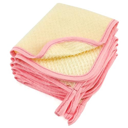 Pink Exfoliating Wash Cloths, 5 Pack, 9.4 x 7.8 inches, Nylon/Cotton, Dual-sided, Machine Washable - style: Pink