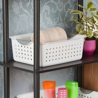 Sterilite Medium Ultra™ Basket, Open Plastic Storage Bin, White, 6 Pack | Classic Storage Organizer Baskets for Countertops, Pantry Shelves, Kitchen Cabinets, Laundry Rooms & Home Offices