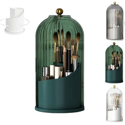 Concealed Toothbrush Holder, Covered Toothbrush Holders for Bathrooms, 360 Rotating Clear Dustproof Waterproof 3 Slots Makeup Brush Holder, Toothbrush Makeup Brush Holders with Cover。 (green1) - color: Green1