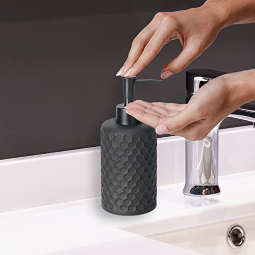 Bathroom Accessory Set - 6 Pcs Black Bathroom Accessories Set with Trash Can, Toothbrush Holder, Toothbrush Cup, Soap Dispenser, Soap Dish, Toilet Brush with Holder - Accessoire Salle de Bain - color: Black Effect