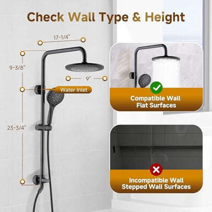 BRIGHT SHOWERS Rain Shower Heads System - 9 Inch Rainfall Shower Head and Handheld Shower Head with Height Adjustable Holder, Solid Brass Rail and 60" Long Stainless Steel Hose, Oil-Rubbed Bronze - color: Oil Rubbed Bronze, size: 2.5 Gallon Per Minute