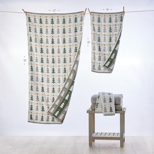 SKL Home Christmas/Winter Multi Trees Bath Towel, 100% Cotton, Multi | 500 GSM. Soft & absorbent. Reversible jacquard pattern. Great for holiday gifting. - color: Multi Trees, style: Bath Towel