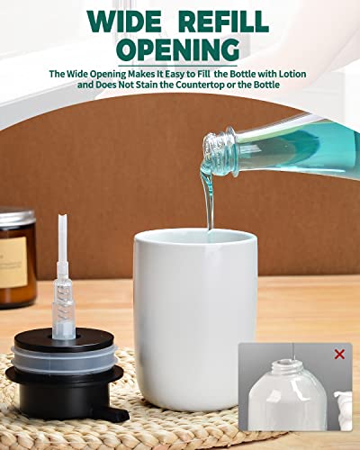BosilunLlife Lotion Pump Dispenser for Bathroom Lotion Hand Pump Dispenser | Bathroom Soap Dispenser White Kitchen Dish Soap Ceramic Small Liquid Soap Dispenser - color: White